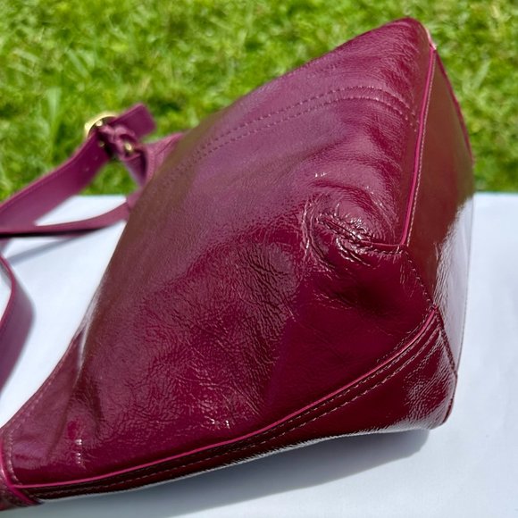 COACH Plum Patent Crinkled Leather Bleecker Hobo Small Y2K Top Handle Bag 41561 - Picture 6 of 16